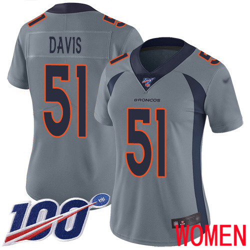 Women Denver Broncos #51 Todd Davis Limited Silver Inverted Legend 100th Season Football NFL Jersey->women nfl jersey->Women Jersey
